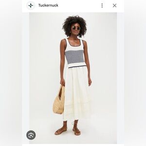 Elegant Cream/ Navy dress